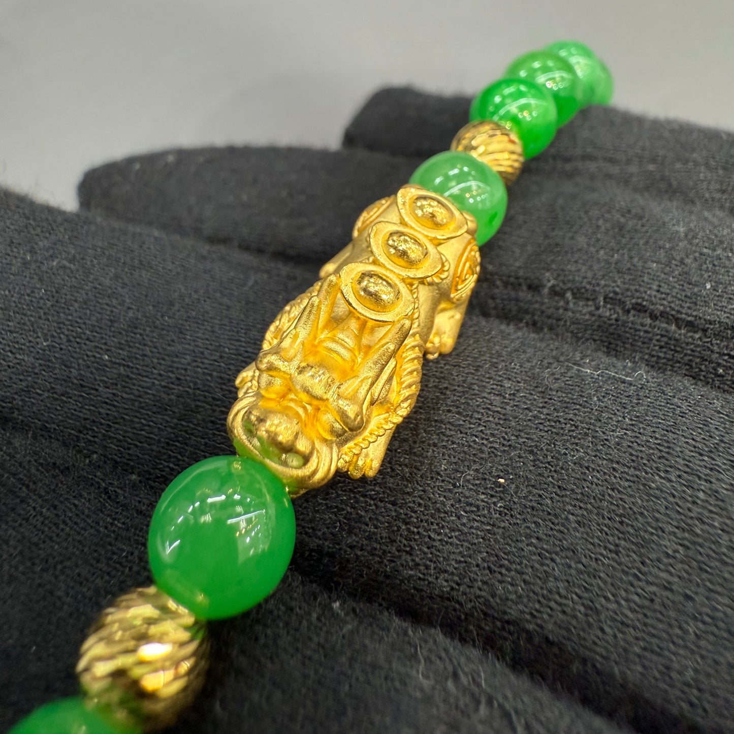 24K Pixiu Bracelet with Jade
