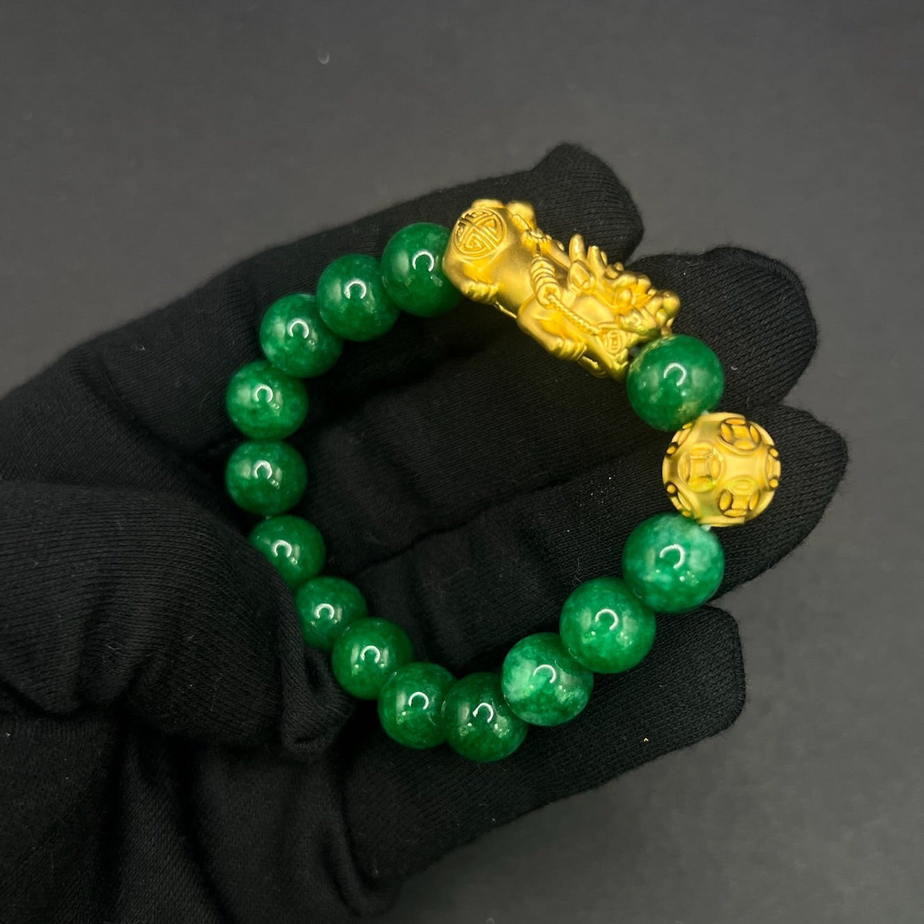 24K Green Pixiu Bracelet