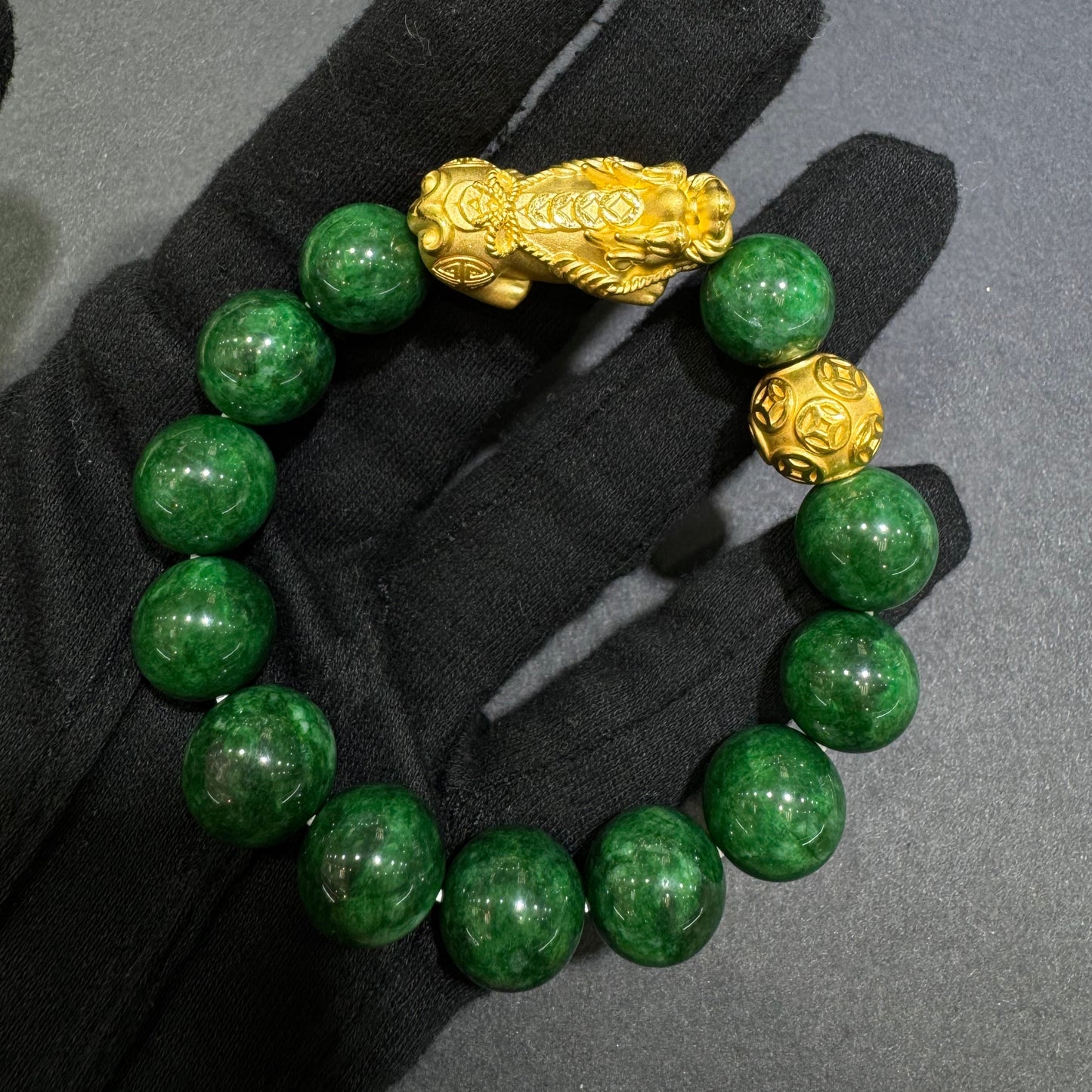 24K Pixiu Bracelet with Jade