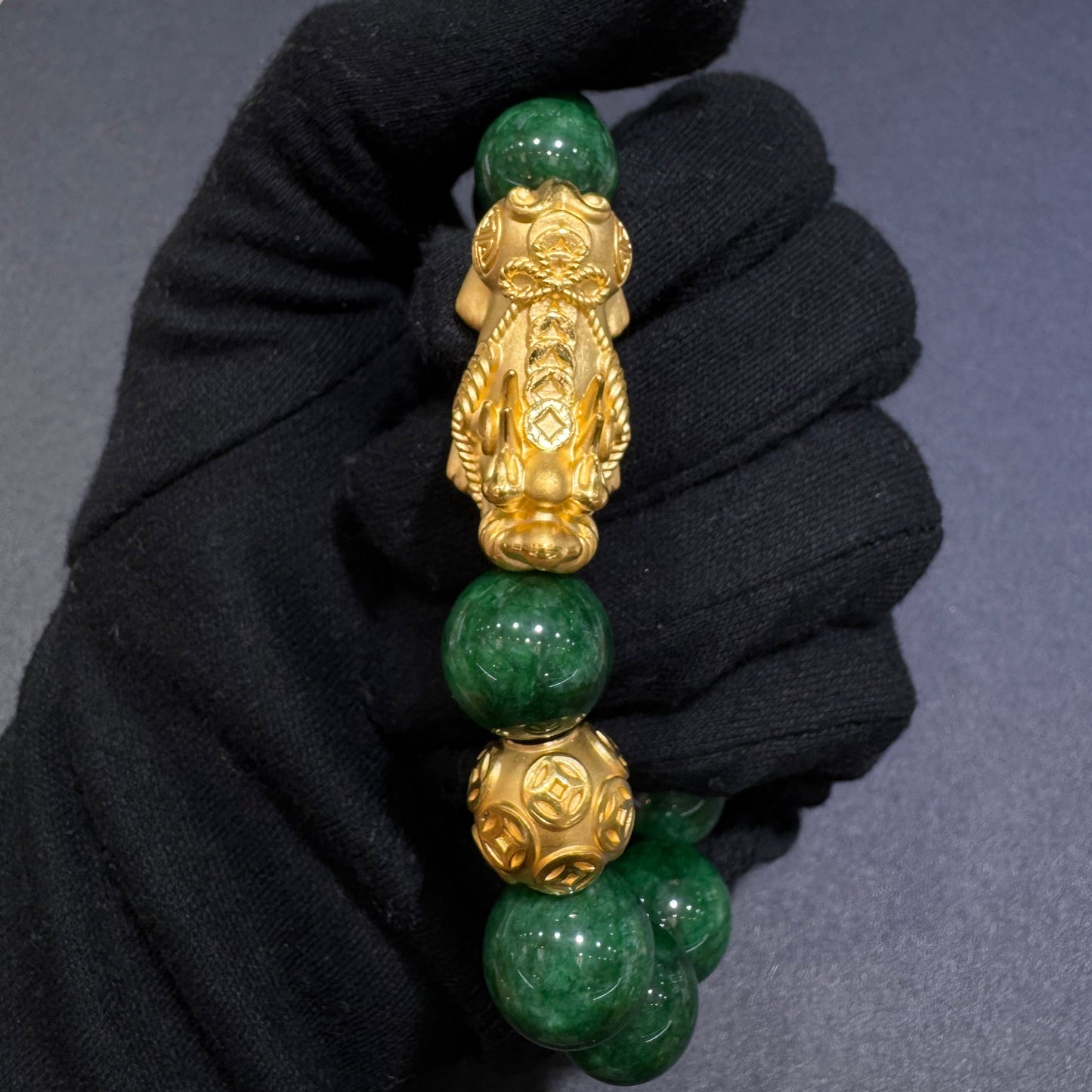 24K Pixiu Bracelet with Jade