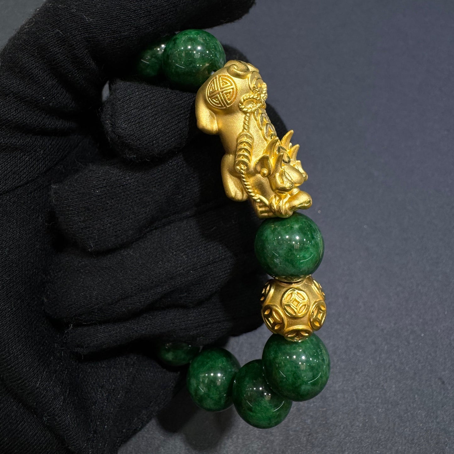 24K Pixiu Bracelet with Jade