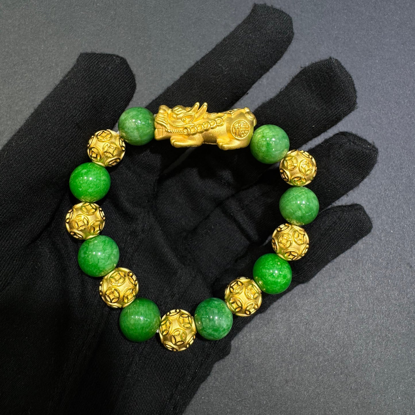 24K Pixiu Bracelet with Jade