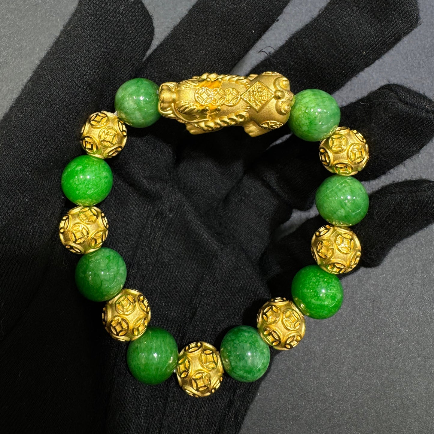24K Pixiu Bracelet with Jade