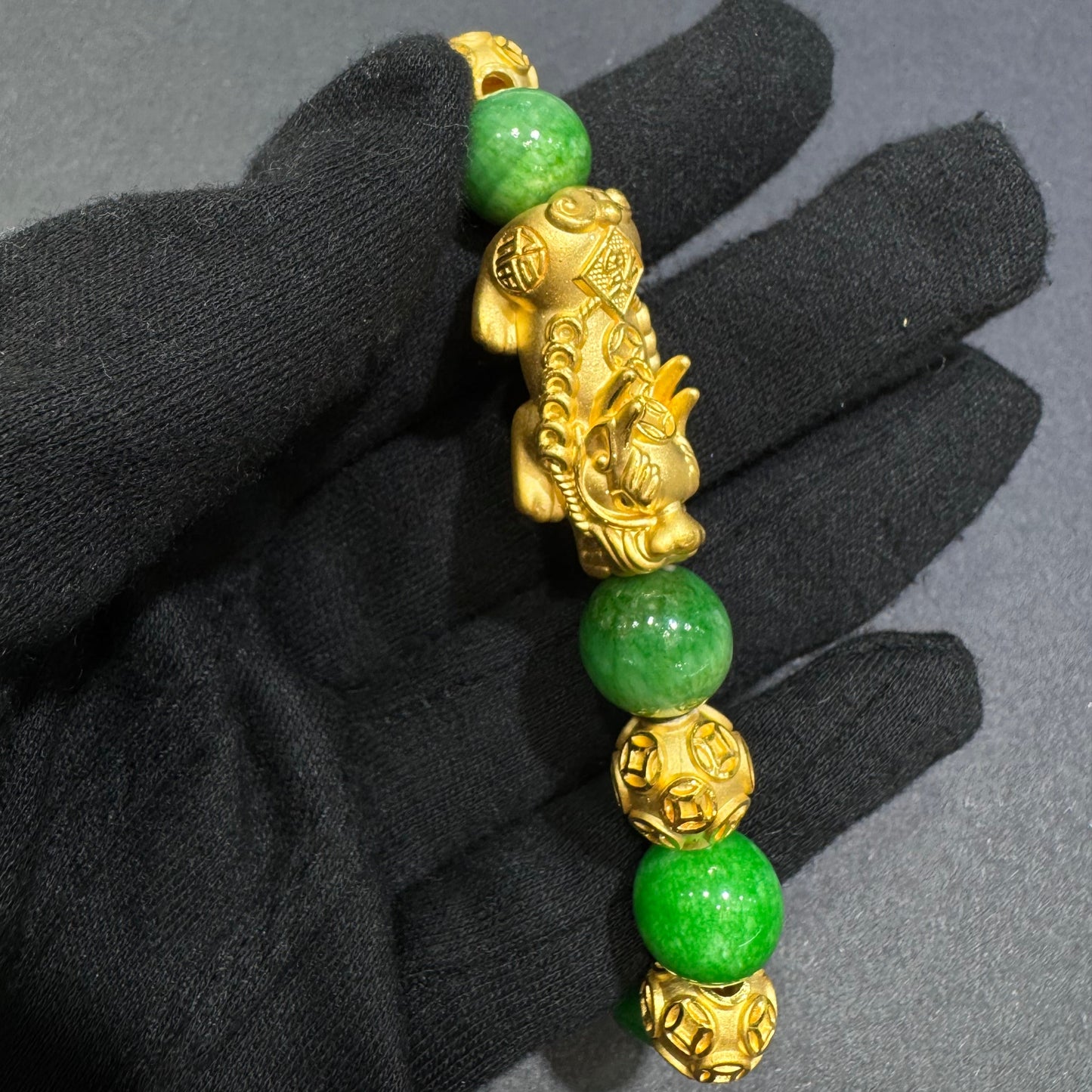 24K Pixiu Bracelet with Jade