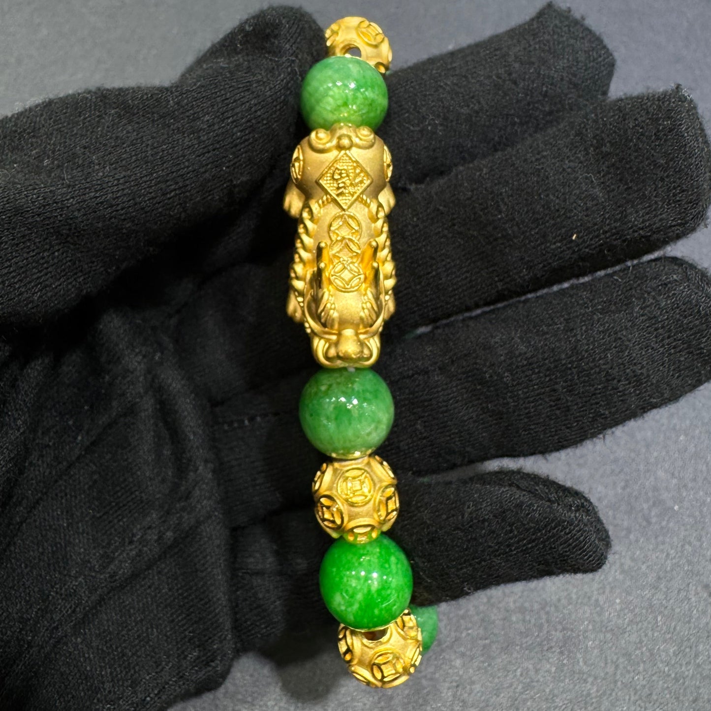 24K Pixiu Bracelet with Jade