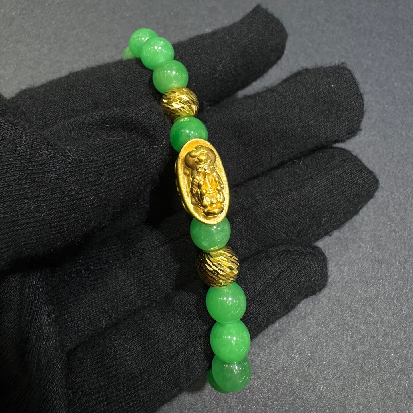 24K Pixiu Bracelet with Jade