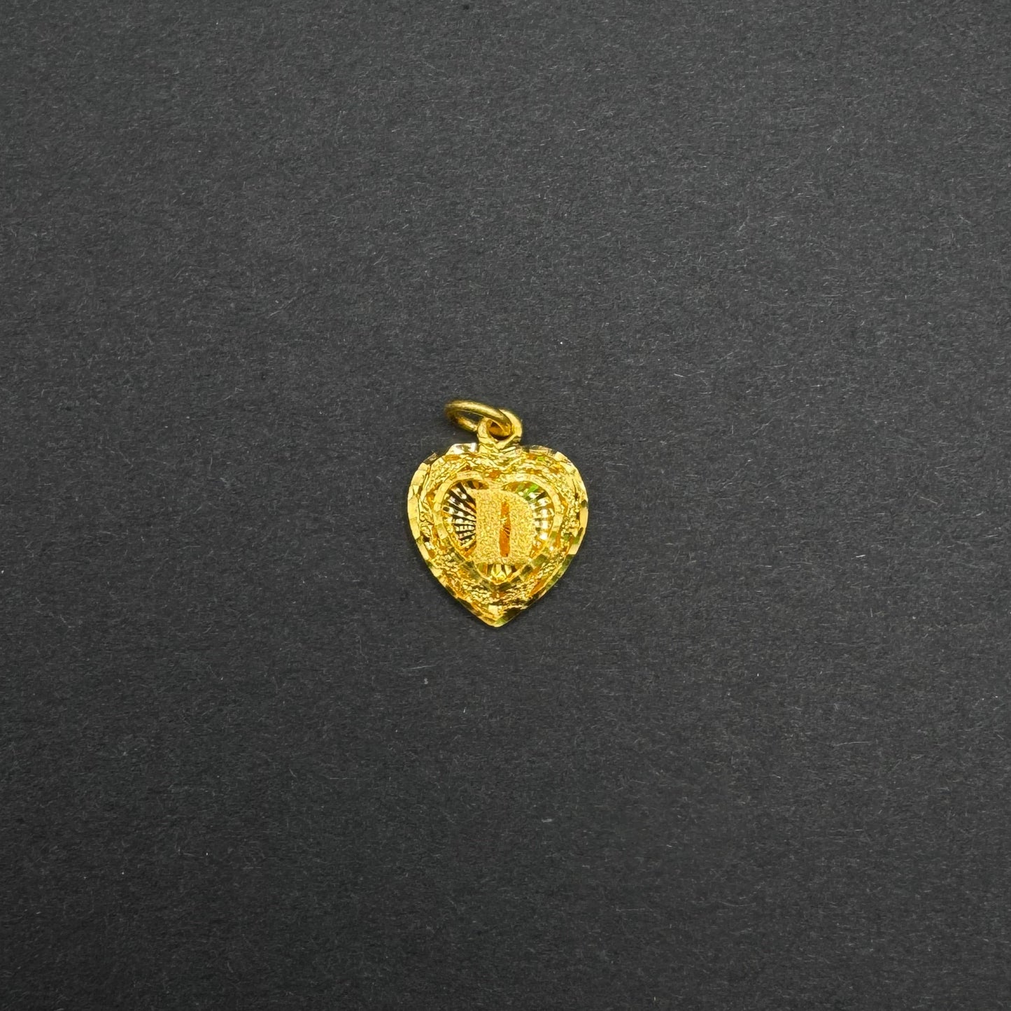 24k Small Initial Heart Pendant