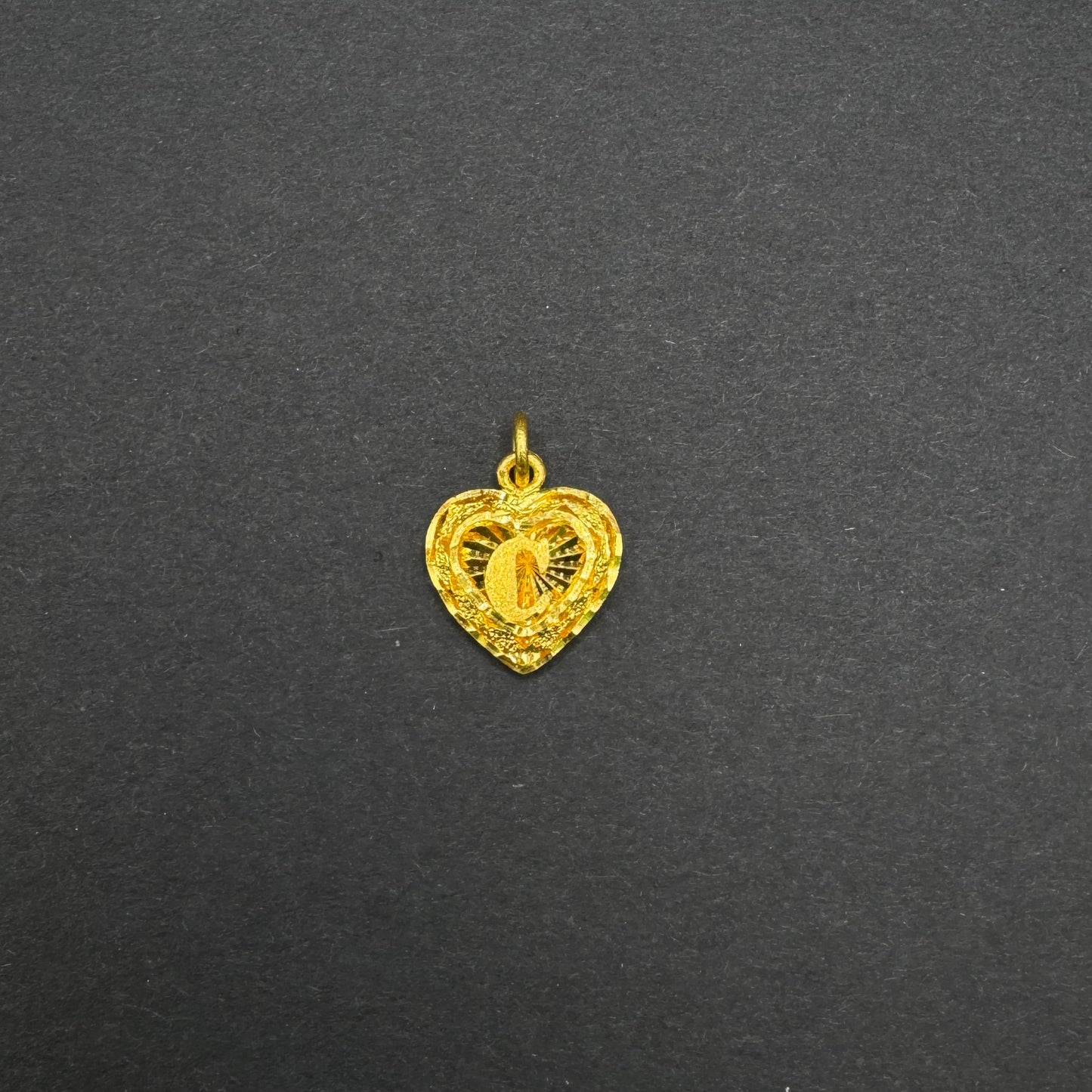 24k Small Initial Heart Pendant