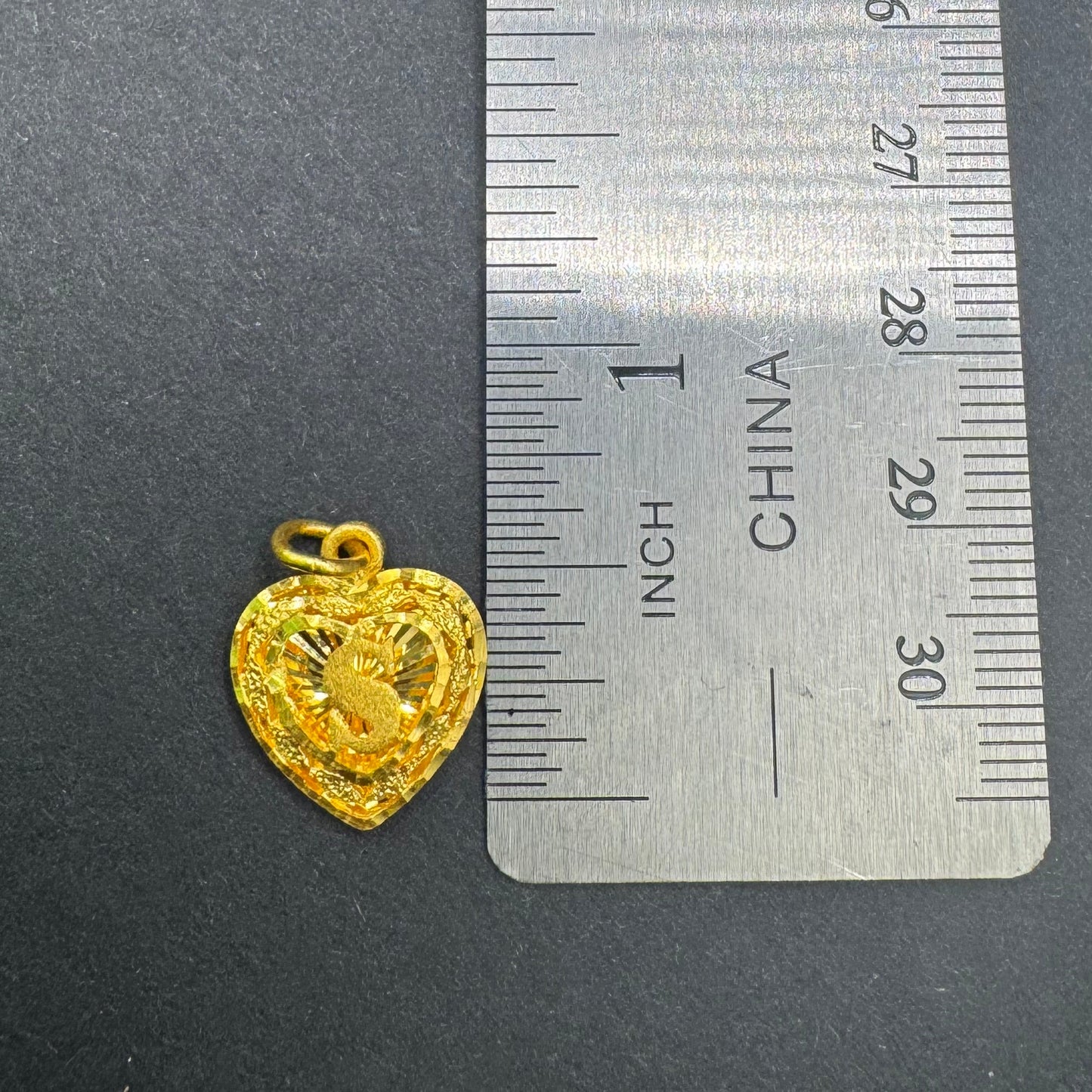 24k Small Initial Heart Pendant