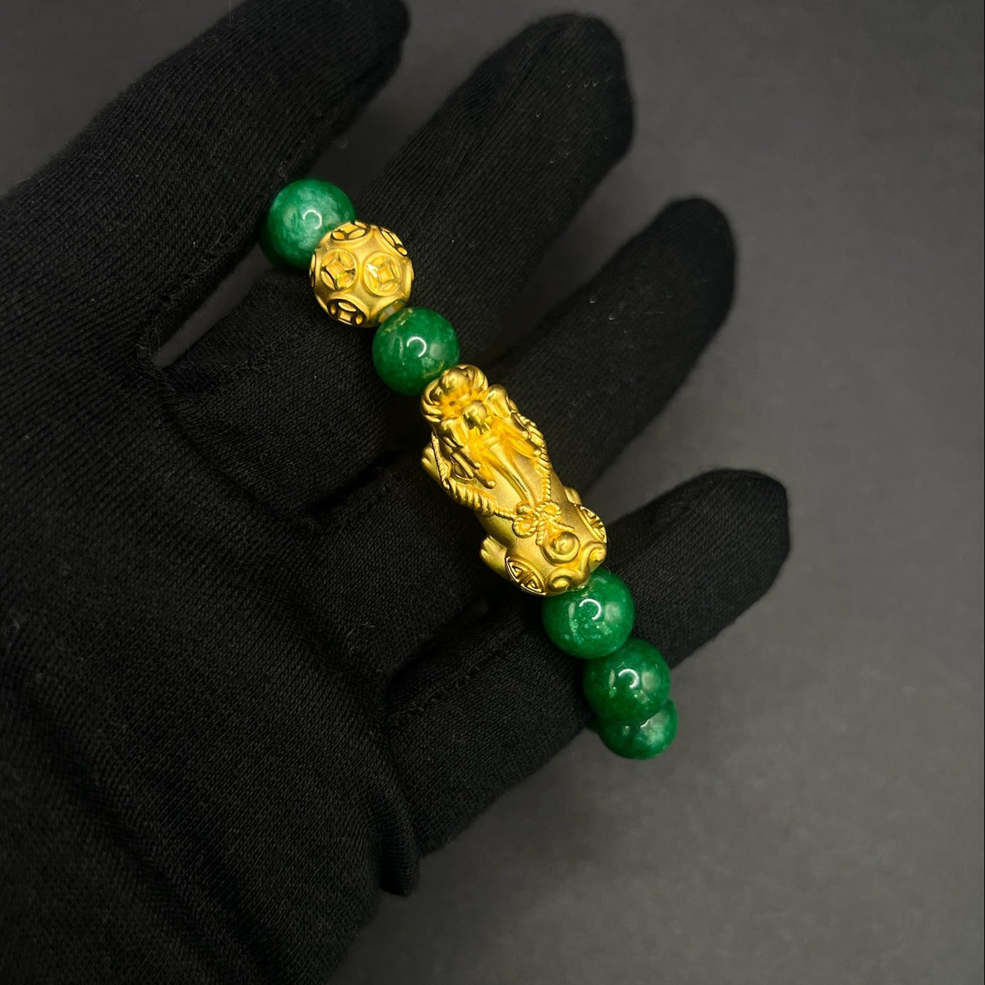 24K Green Pixiu Bracelet