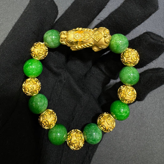 24K Pixiu Bracelet with Jade