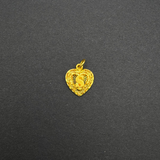 24k Small Initial Heart Pendant