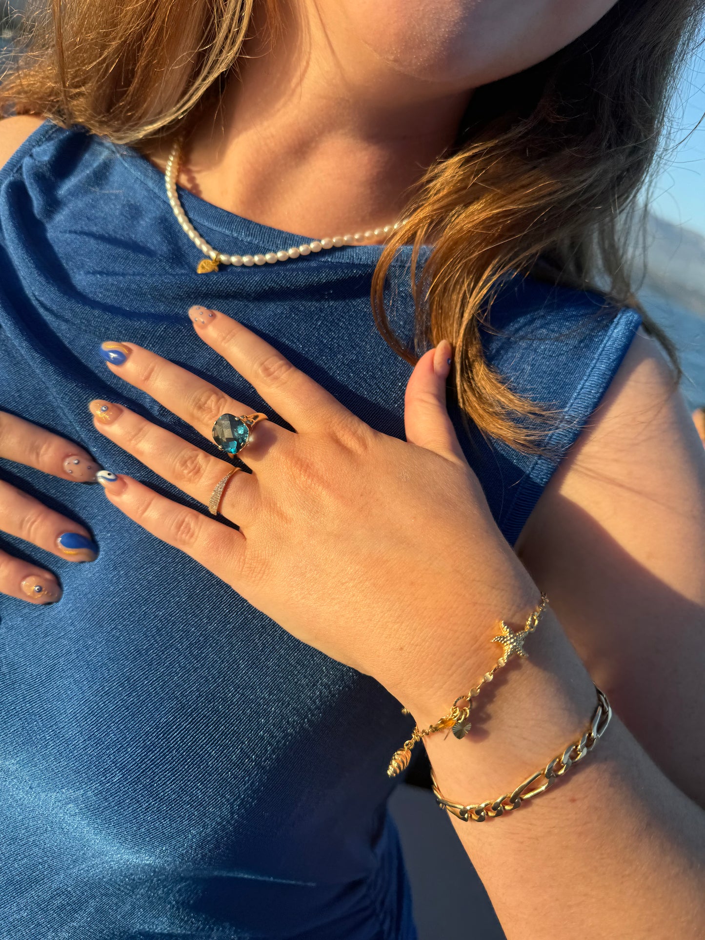 18k Starfish & Seashell Charm Bracelet